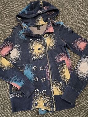 2009 Marc by Marc Jacobs Aubrey Plaza Hoodie Paint Extra Small XS RARE